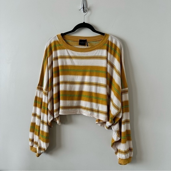 Out From Under Urban Outfitters Ella Stripe Cropped Ballon Sleeve Long Sleeve - Picture 4 of 8